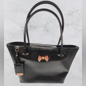 Ted Baker Black Tote Bag with Rose Gold Accents